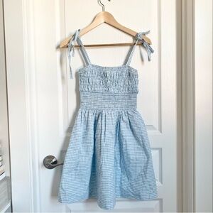 Forever 21 Light Blue Gingham Smocked Mini Dress